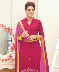 Pink Santoon Embroidered Straight Pant Suits