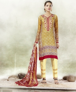 Multi Cotton Blend Printed Straight Pant Suits