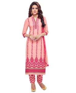 Light Pink Georgette Blend Embroidered Straight Pant Suits