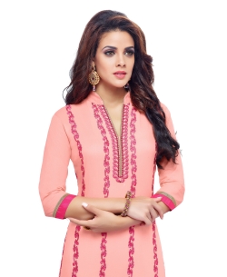 Light Pink Georgette Blend Embroidered Straight Pant Suits