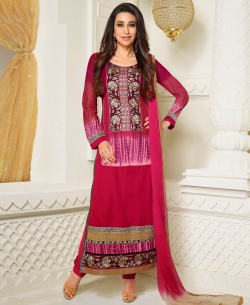 Pink Georgette Embroidered Straight Suits