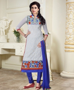 White Georgette Embroidered Straight Suits
