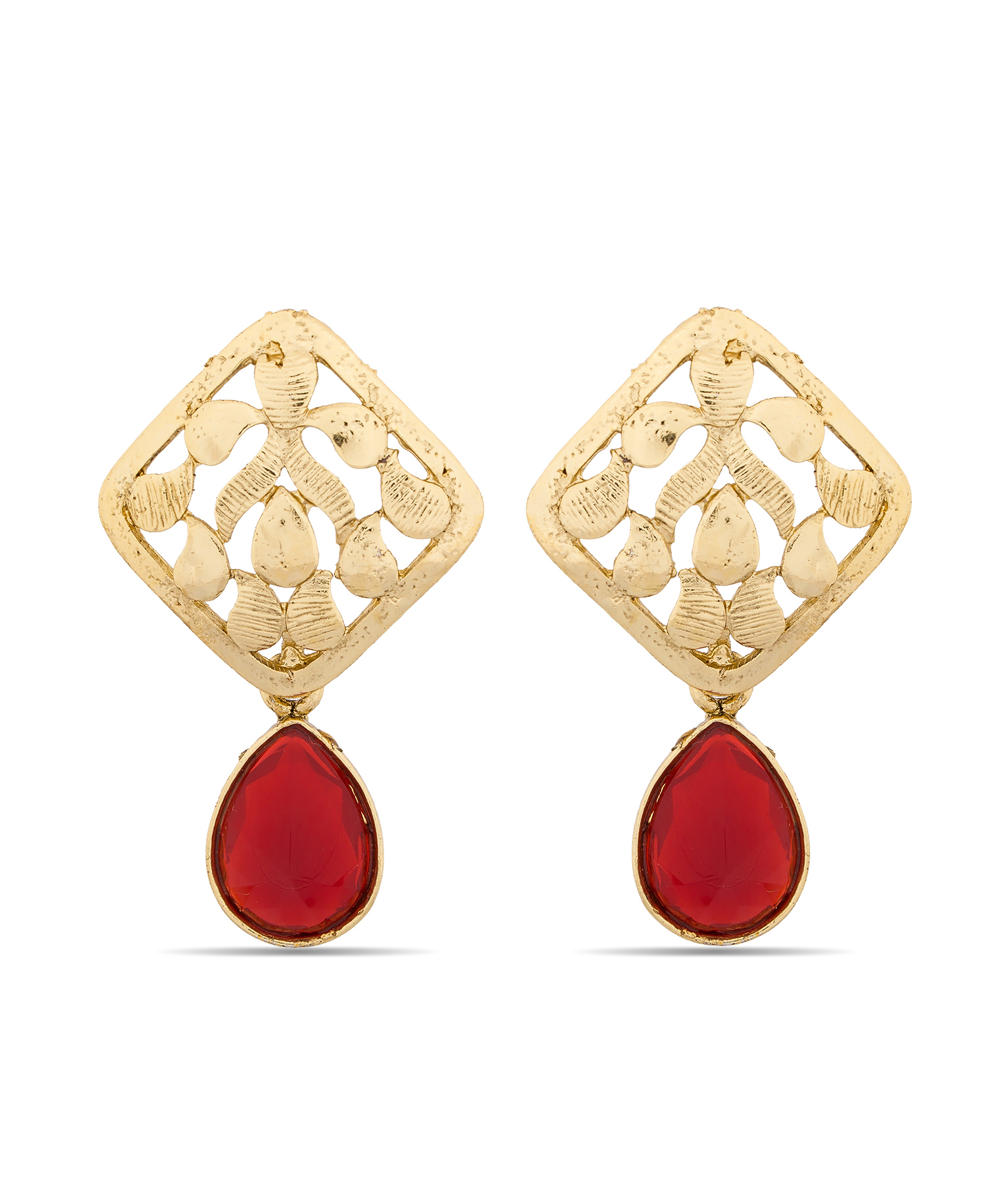 Red And Gold Non Precious Metal Stones, Crystals Drops